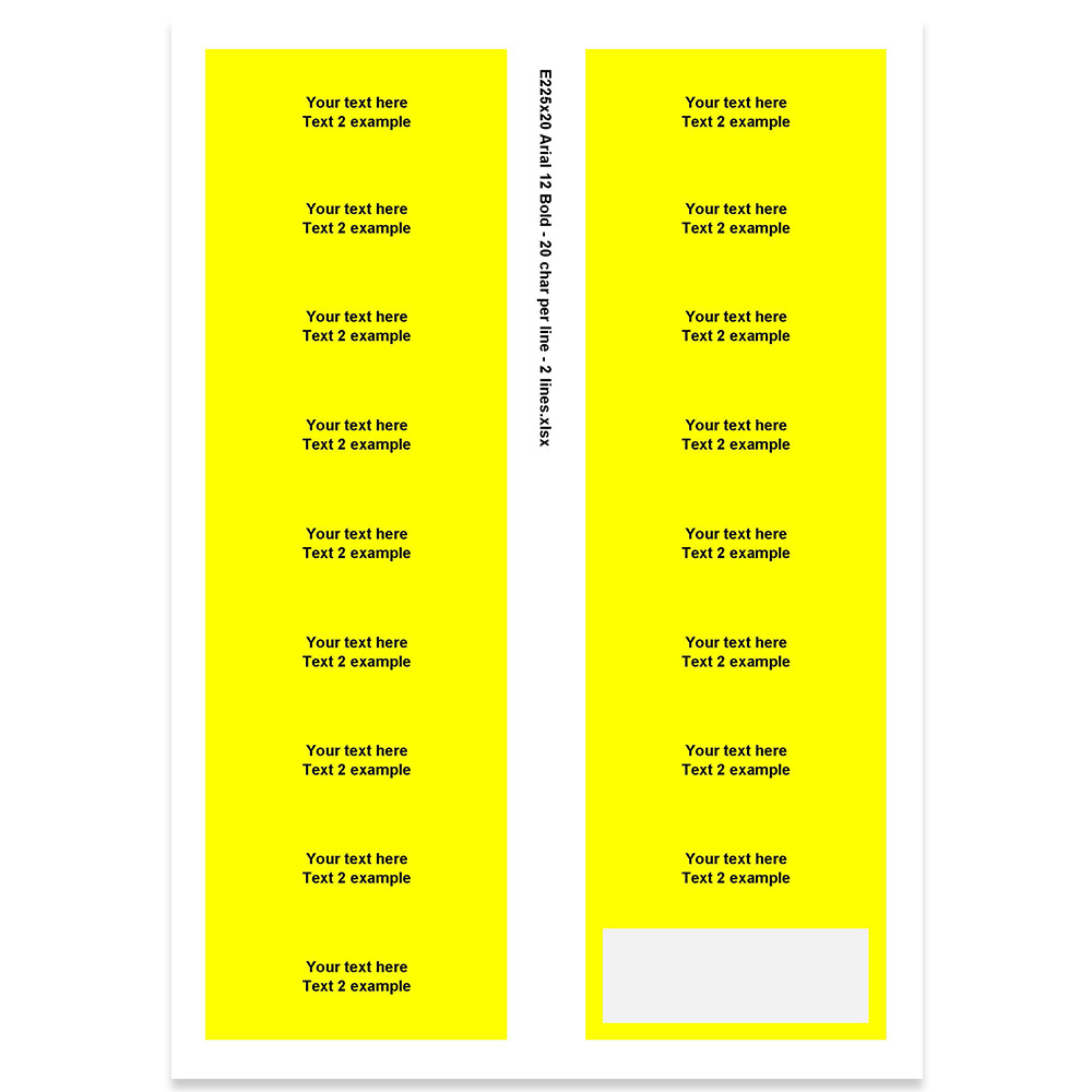 E225320 - 2 lignes, max 2 x 20 caractères (police : Arial 12)