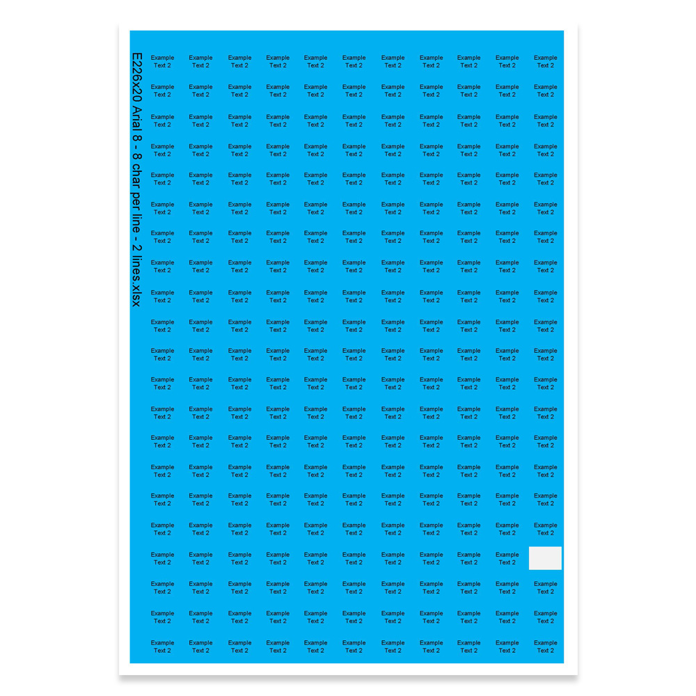 E226220 - 2 lignes, max 2 x 8 caractères (police : Arial 8)