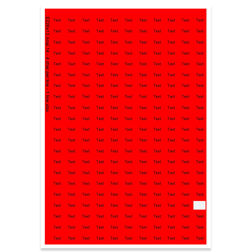 E226013 - 1 ligne, max 4 caractères (police : Arial 14)